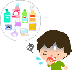 化学物質過敏症の男の子と原因となる日用品