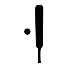 Vector flat cricket bat and ball silhouette isolated on white background