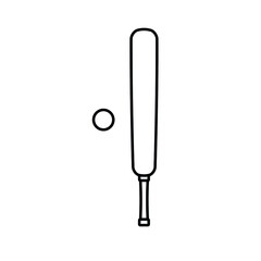 Vector flat cricket bat and ball icon isolated on white background