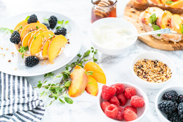 Peach ricotta toast