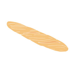 Vector colored hand drawn doodle sketch baguette bread isolated on white background