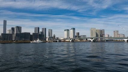 Fototapeta na wymiar Skyscraper on the waterfront of Tokyo