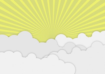 ペーパークラフトのような光と雲の背景 no.01