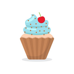 Delicious sweet cupcakes vector illustration
