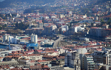 city ​​of vigo seen from above, with the entire ria de vigo. city ​​of galicia, with sea