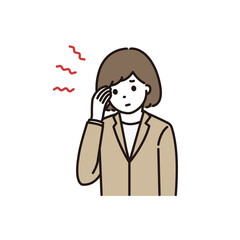 頭痛に悩むスーツ姿の若い女性