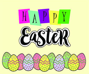 Banner web Happy Easter colorful funny eggs