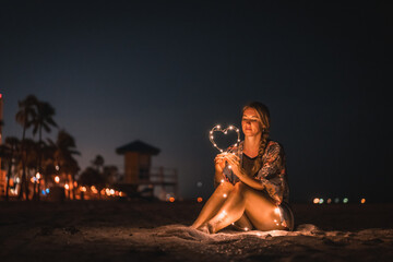 woman on the beach in love