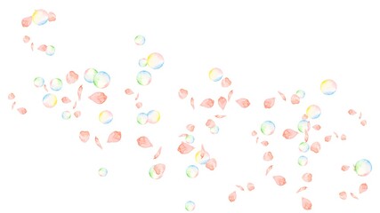 サクラとシャボン玉の春の水彩背景