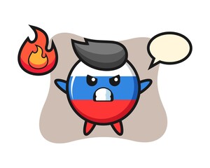 Russia flag badge character cartoon with angry gesture