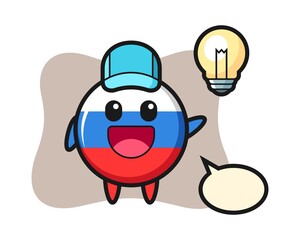 Russia flag badge character cartoon getting the idea
