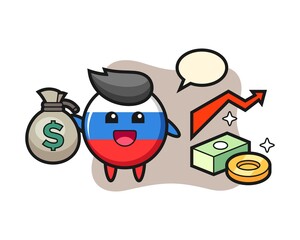 Russia flag badge illustration cartoon holding money sack