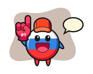 Russia flag badge illustration cartoon with number 1 fans glove