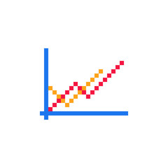 Diagram and graph pixel art icon. Growing graph. Business concept simple flat pictogram on isolated background. Vector illustration. Design for logo and app.