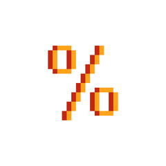 Percent pixel art icon, discount promotion, advertising marketing sales. Isolated vector illustration.