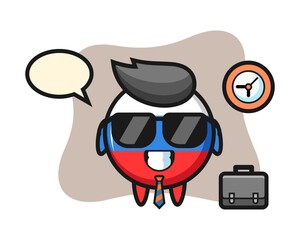 Cartoon mascot of russia flag badge as a businessman