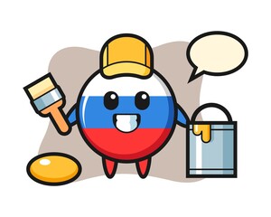 Fototapeta premium Character illustration of russia flag badge as a painter