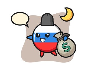 Illustration of russia flag badge cartoon is stolen the money