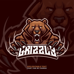 Grizzly Bear mascot Logo template
