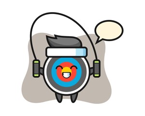 Target archery character cartoon with skipping rope