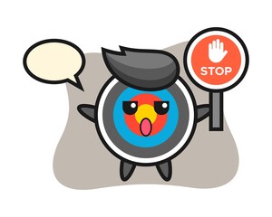 Target archery character illustration holding a stop sign