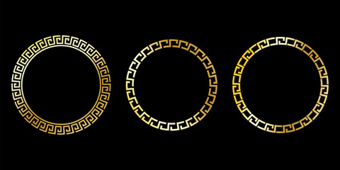 Retro abstract pattern with greek ornament on black background. Geometric pattern decoration. Stock image. EPS 10.