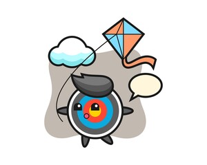 Target archery mascot illustration is playing kite