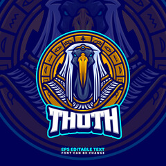 Thoth Egyptian God mascot Logo template