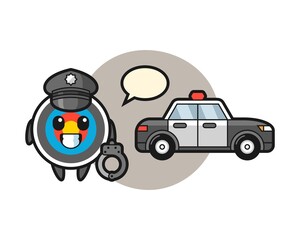 Cartoon mascot of target archery as a police