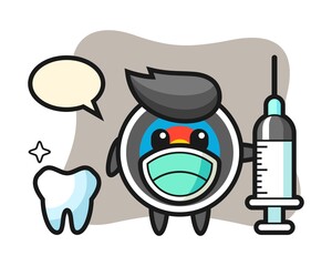 Mascot character of target archery as a dentist