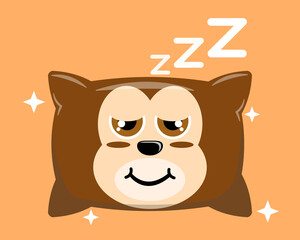Illustration vector graphic cartoon character of monkey patterned pillow. The cute monkey pattern is perfect for children's pillows
