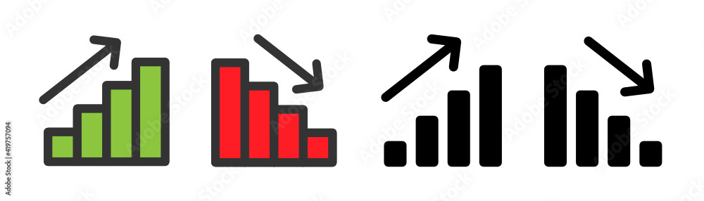 Poster Increase and Decrease data graph vector icon