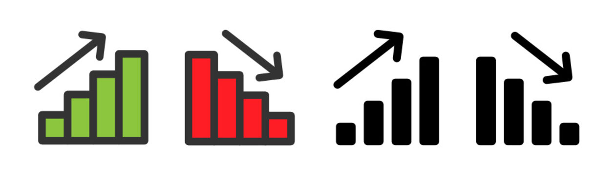 Increase and Decrease data graph vector icon