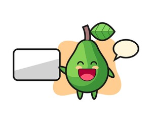 Avocado cartoon illustration doing a presentation