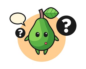 Cartoon illustration of avocado with the question mark