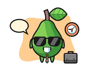 Cartoon mascot of avocado as a businessman