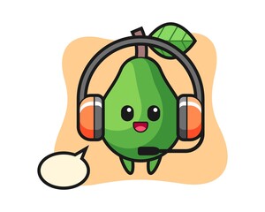 Cartoon mascot of avocado as a customer service