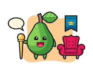 Mascot cartoon of avocado as a king