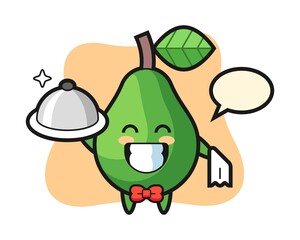 Character mascot of avocado as a waiters
