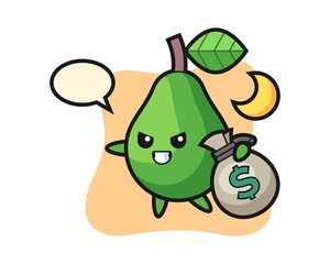 Illustration of avocado cartoon is stolen the money
