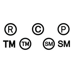 Registered Trademark Copyright Patent and Service Mark Icon Set
