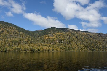 Autumn on Lake Teletskoye. Altai Republic. Western Siberia