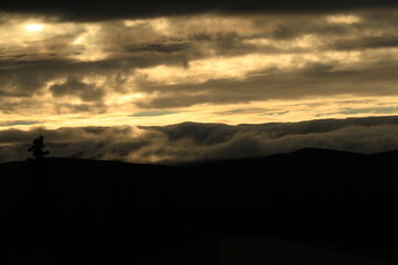 Dramatic summer sunrise in the Badlands National Park in South Dakota.