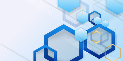 Obraz premium Abstract blue gold white lines and dots connect background. Technology connection digital data and big data concept. 