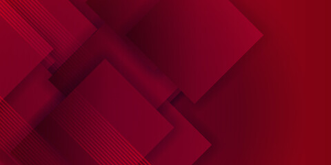 Red abstract futuristic background with square shape background and stripes. Square shapes composition geometric abstract background. 3D shadow effects and fluid gradients. Modern overlapping forms