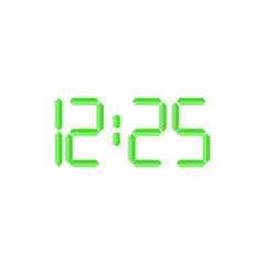 A large green digital clock. A clock for public places or a living room. Flat vector illustration