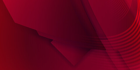 Obraz premium Modern red abstract 3d background with wave stripes lines. Red maroon geometric abstract background. Abstract black grey metallic overlap red light hexagon mesh design modern luxury futuristic tech