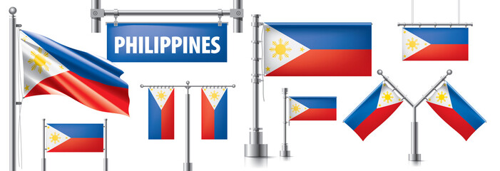 Fototapeta na wymiar Vector set of the national flag of Philippines in various creative designs