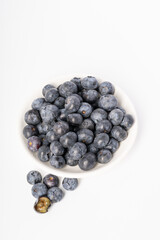 Fresh blueberries on a pure white background
