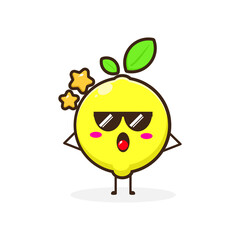Lemon cool cute character illustration simple